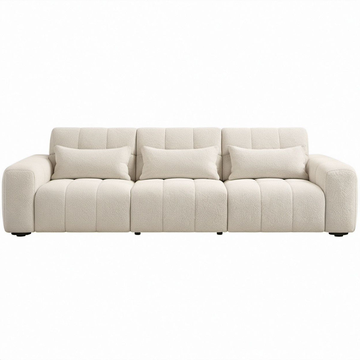 Cream 3-Seater Boucle Upholstered Sofa, 224 x 97 x 80 cm