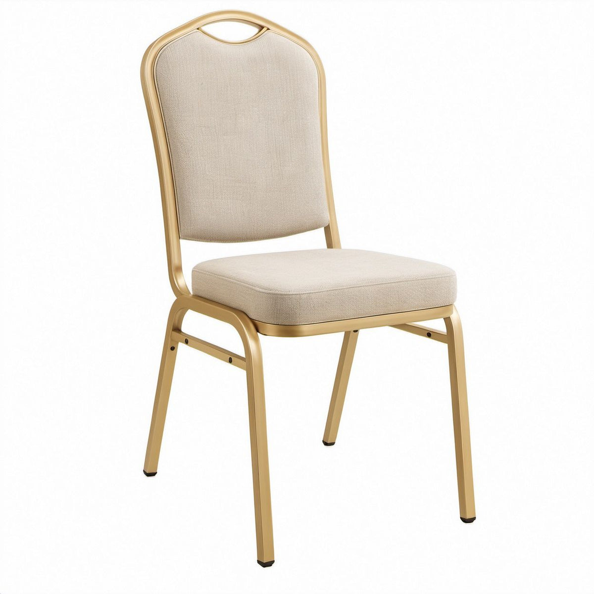 Beige Upholstered Dining Chair with Gold Steel Frame, 18 x 22 x 36 in